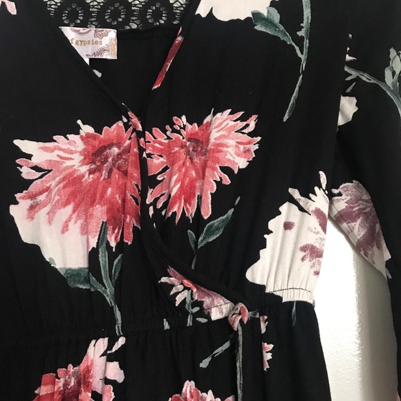 Floral and Black High Low Wrap Dress - Picture 5 of 5
